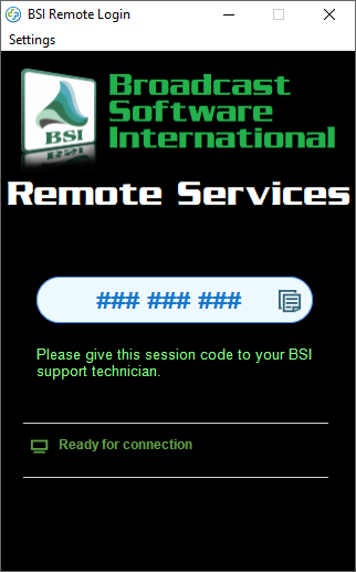 Figure 3,  Give the displayed 9-digit code the support technician you are working with to initiate the connection